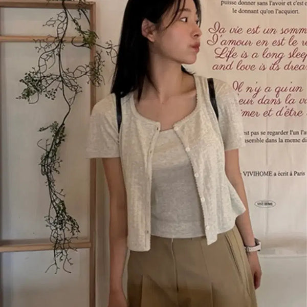 [BUNJANG] Tiladaii Sleeveless Cardigan Set / 틸아이다이 나시 가디건 세트