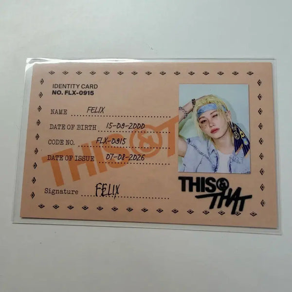 [BUNJANG] Stray Kids Felix THIS & THAT THAT ver. ID Card / 스트레이 키즈 디스앤댓 THAT ver. 필릭스 ID카드