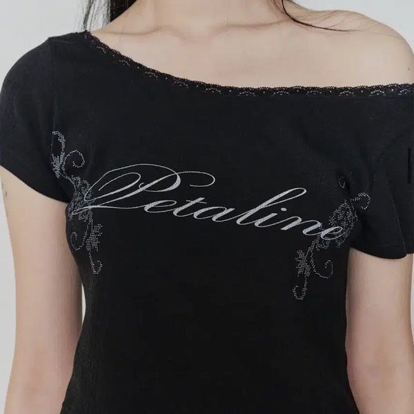 [BUNJANG] Pain Or Pleasure Petaline Lace One-Shoulder Tee / [새상품] 페인오어플레져 petaline lace tee 페탈라인 레이스 원숄더 티