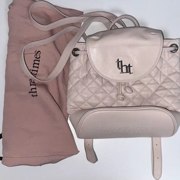 [BUNJANG] Threetimes Acorn Quilted Backpack Pink / Threetimes 쓰리타임즈 아콘 퀼티드 백팩 pink