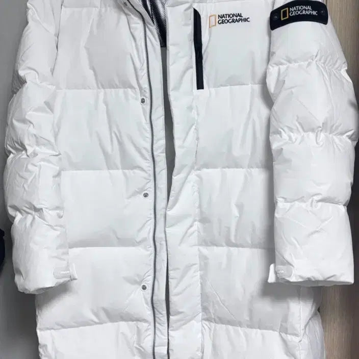 [BUNJANG] National Geographic Long Padding (Unisex) XL / 내셔널지오그래픽 롱패딩 - 화이트(남녀공용)