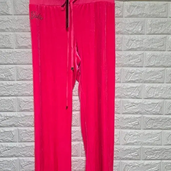 [BUNJANG] Barbie Velvet Training Pants Hot Pink / 바비 벨벳 트레이닝 바지 핫핑크55~66