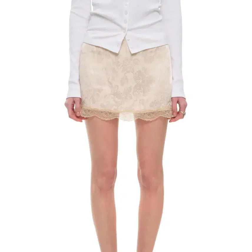 [BUNJANG] Too Much Tax Lace Mini Slip Skirt Light Pink / 투머치택스 레이스 미니 슬립 스커트 라이트 핑크 S사이즈