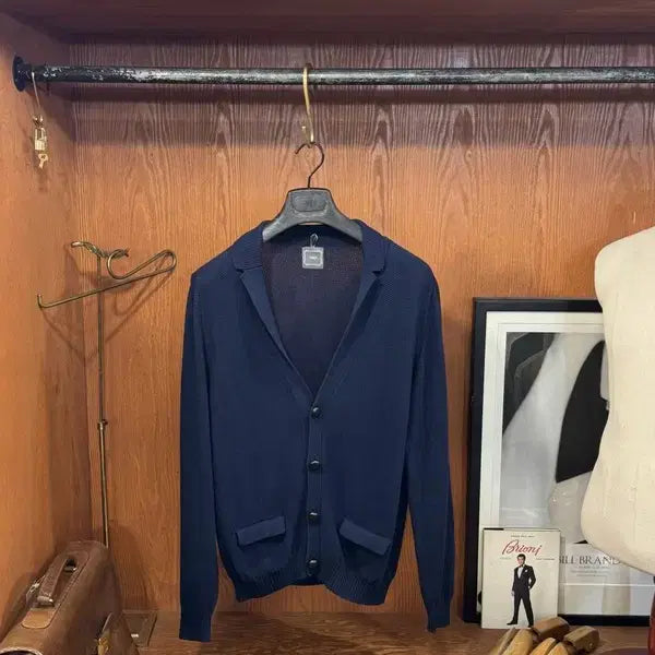 [BUNJANG] GRAY Navy Cotton Knit Shawl Collar Cardigan / 그레이 숄칼라 니트 가디건 100