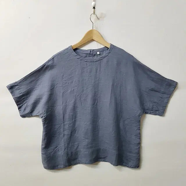 [BUNJANG] MUJI Linen Blouse Charcoal M/L / 무인양품 MUJI 린넨 100% 블라우스 차콜