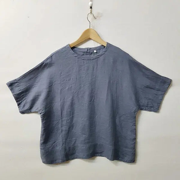 [BUNJANG] MUJI Linen Blouse Charcoal M/L / 무인양품 MUJI 린넨 100% 블라우스 차콜