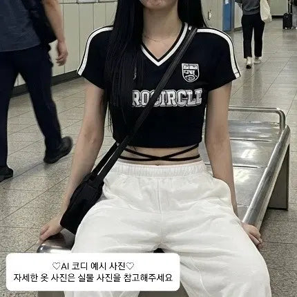 [BUNJANG] Black Cropped T-Shirt / 힙한 검정색 크롭티 (XS/S/M, 44/55/66, 80/85/90 사이즈)