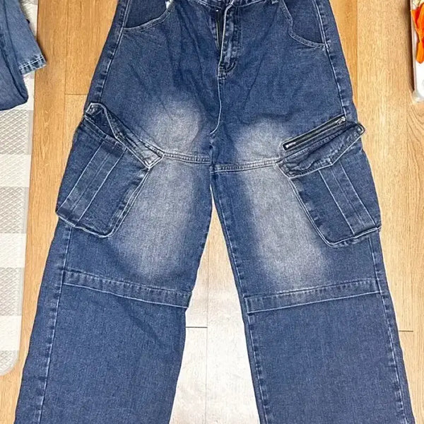 [BUNJANG] Loop Factory Washed Wide Cargo Denim Pants S / Loop Factory 워시드 와이드 카고 데님 팬츠 S