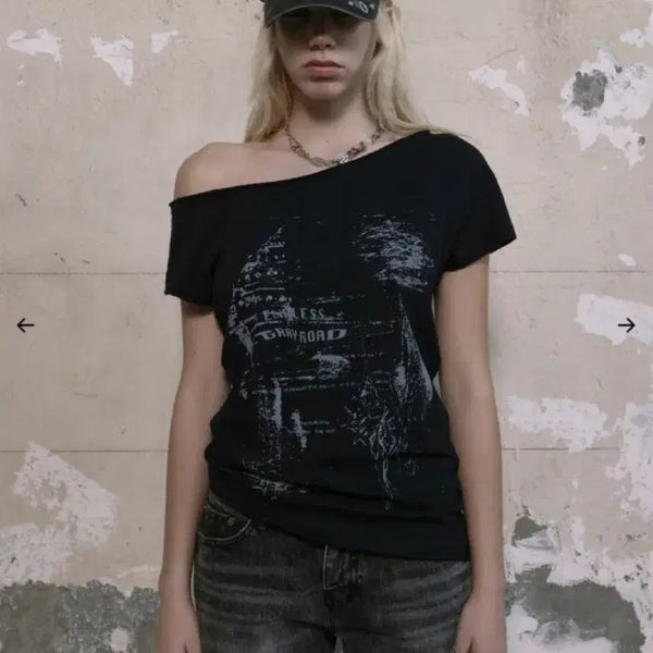 [BUNJANG] Bohemian Seoul Funky Scoop Neck Tee Black / 보헤미안서울 펑키 스쿱넥 티 블랙