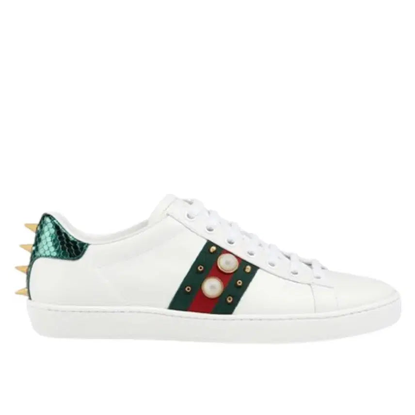 [BUNJANG] Gucci Ace Studded Pearl Sneakers White / (W) 구찌 에이스 스터드 펄 스니커즈 화이트