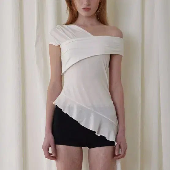 [BUNJANG] Bohemian Seoul Tuck Jersey Ruffle Top / 새상품)보헤미안서울 턱 저지 러플 탑