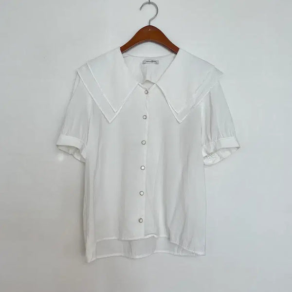 [BUNJANG] Sailor Collar Blouse White Free Size / 세일러카라블라우스