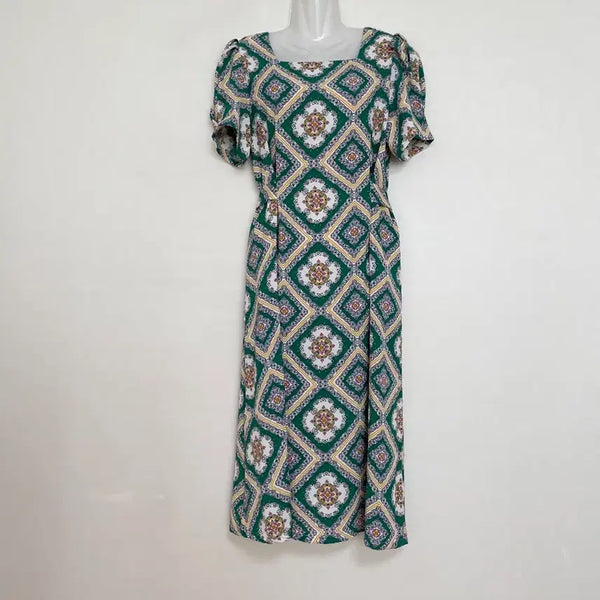 [BUNJANG] Square Pattern Long Dress / 스퀘어 패턴  롱원피스