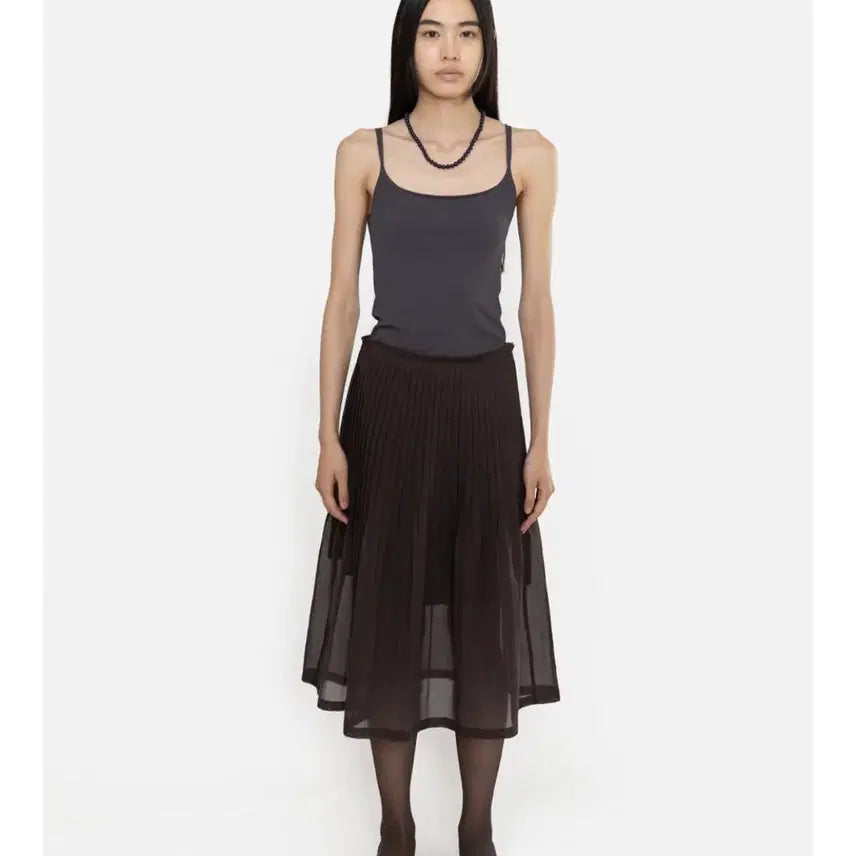 [BUNJANG] Amomento Pleated Midi Skirt Brown / 아모멘토 pleated midi skirt 플리츠 미디 스커트