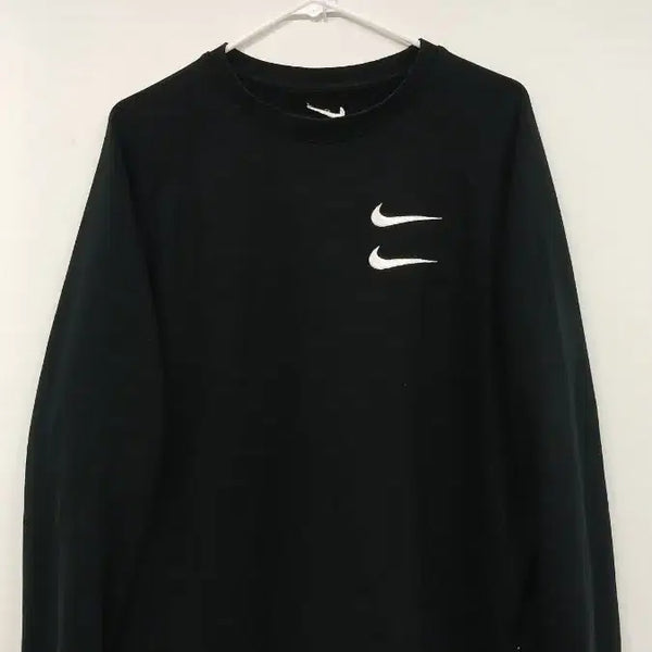 [BUNJANG] Nike Swoosh Sweatshirt Black / 나이키 스우시 맨투맨 블랙