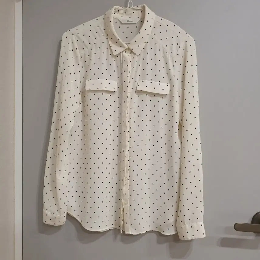 [BUNJANG] ROEM Ivory Dot Pattern Long Sleeve Shirt / ROEM 로엠 아이보리 도트 패턴 롱슬리브 셔츠