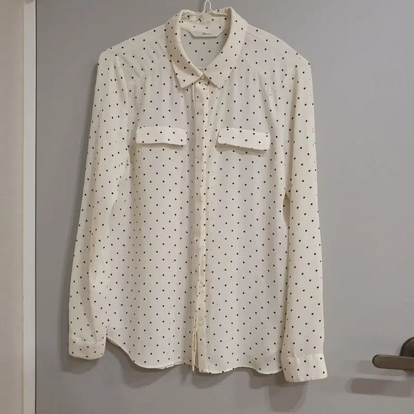 [BUNJANG] ROEM Ivory Dot Pattern Long Sleeve Shirt / ROEM 로엠 아이보리 도트 패턴 롱슬리브 셔츠
