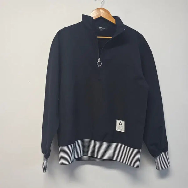 [BUNJANG] Aven Black Half-Zip Sweatshirt - Size 2 / Aven 블랙 하프집업 맨투맨 2