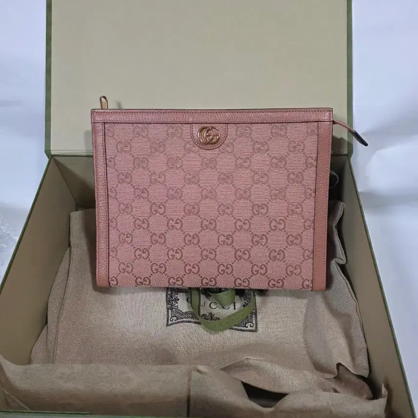 [BUNJANG] Gucci Ophidia GG Supreme Pink Clutch / 구찌 오피디아 GG 수프림 핑크 클러치