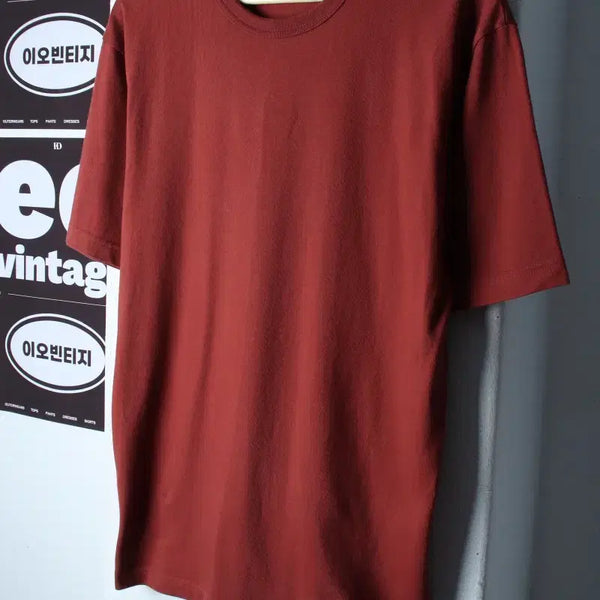 [BUNJANG] Musinsa Standard Cotton Oversized Plain T-Shirt Burgundy / (S-M) 무신사 스탠다드 반팔 티셔츠 오버핏 무지 버건디-H37102
