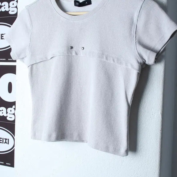 [BUNJANG] Sisea Washed Cut Crop T-shirt White / W(F) 시스에이 반팔 티셔츠 워싱 절개 크롭 화이트 놈코어-H37104