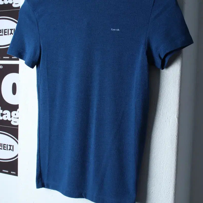 [BUNJANG] W.LANGER Slim Fit Short Sleeve T-Shirt Blue / W(F) 랑거 반팔 티셔츠 슬림핏 블루 놈코어-H37108