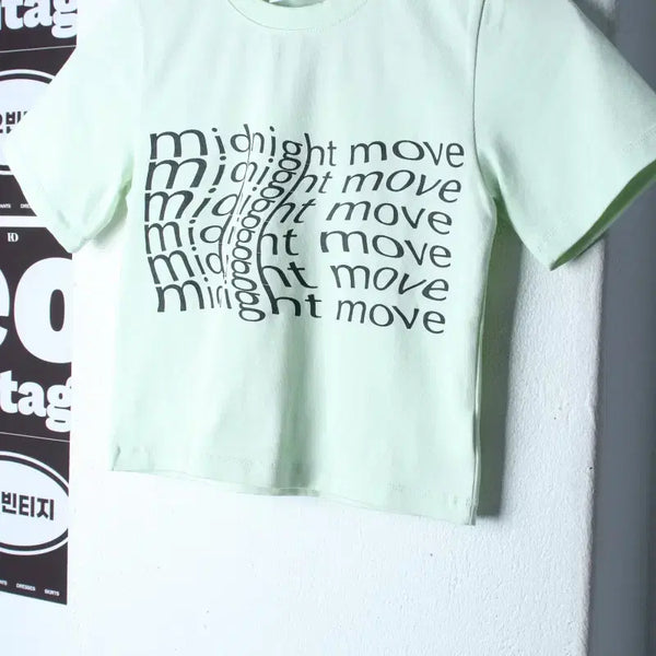 [BUNJANG] Midnight Move Graphic Lettering Crop T-Shirt / W(F) 미드나잇무브 반팔 티셔츠 레터링 그래픽 크롭 스트릿-H37109