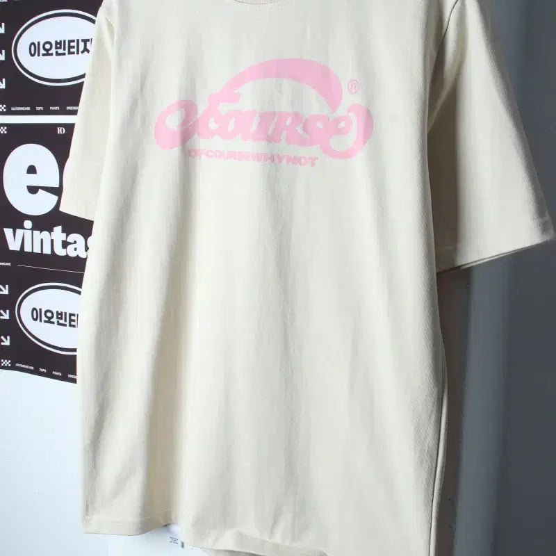[BUNJANG] SM OPTIMAL CODE X WHY NOT Big Logo T-Shirt Beige / (S-M) 오브콜스와이낫 반팔 티셔츠 새상품 빅로고 베이지-H37115