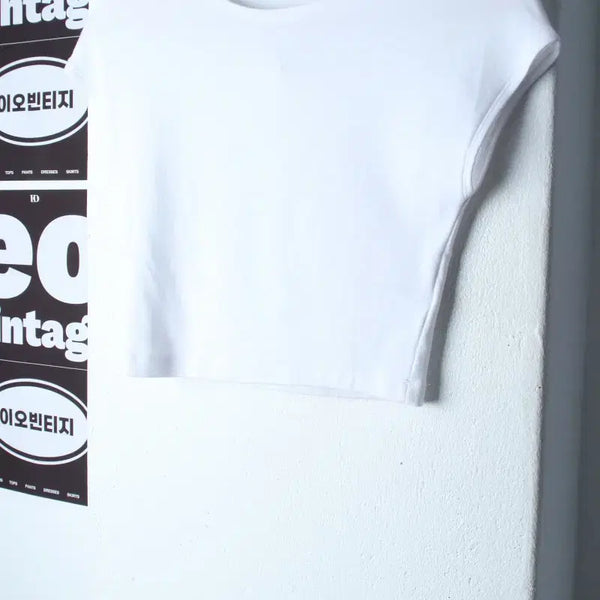 [BUNJANG] Zara Half Sleeve Cropped T-Shirt White / W(L) 자라 반팔 티셔츠 반소매 크롭 화이트 놈코어-H37132