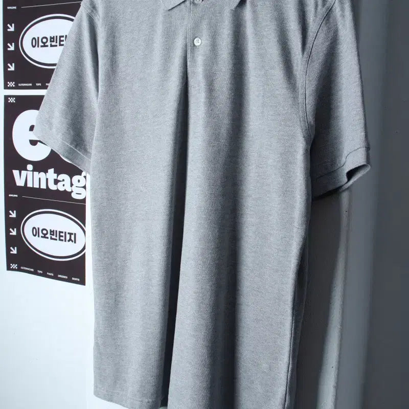[BUNJANG] Giordano Men's Short Sleeve Collar T-Shirt Grey (L-XL) / (L-XL) 지오다노 반팔 카라 티셔츠 새상품 무지 그레이-H37138