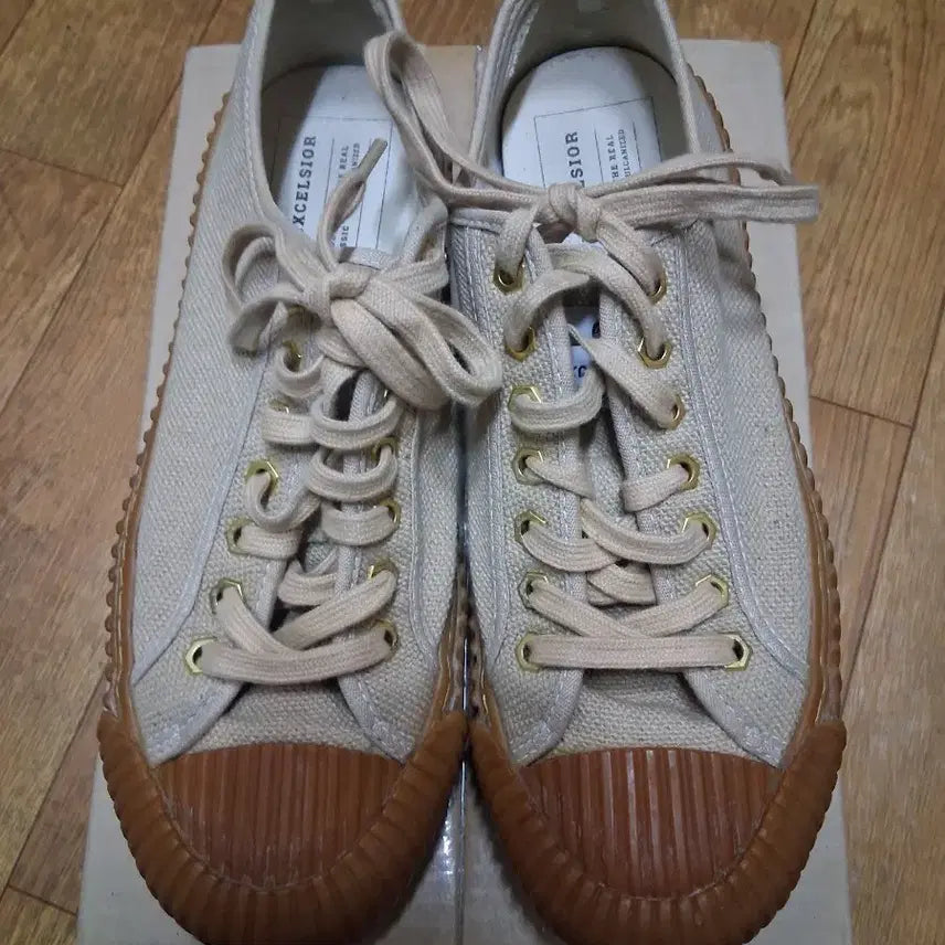 [BUNJANG] Excelsior Beige Canvas Sneakers 260 / 엑셀시오르 베이지 캔버스 스니커즈 260