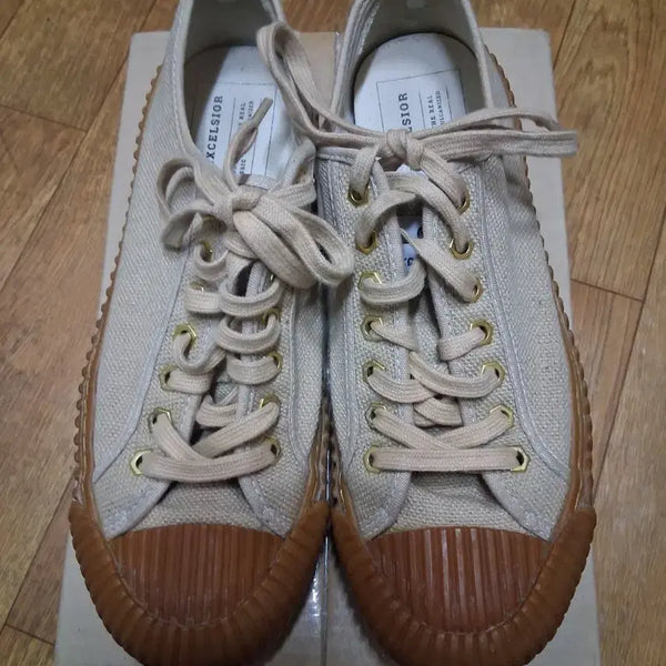 [BUNJANG] Excelsior Beige Canvas Sneakers 260 / 엑셀시오르 베이지 캔버스 스니커즈 260