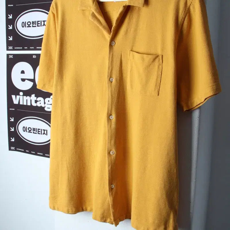 [BUNJANG] Zara Short Sleeve Collar T-Shirt Mustard / (L-XL) 자라 반팔 카라 티셔츠 셔츠 남방 포켓 머스타드-H37141