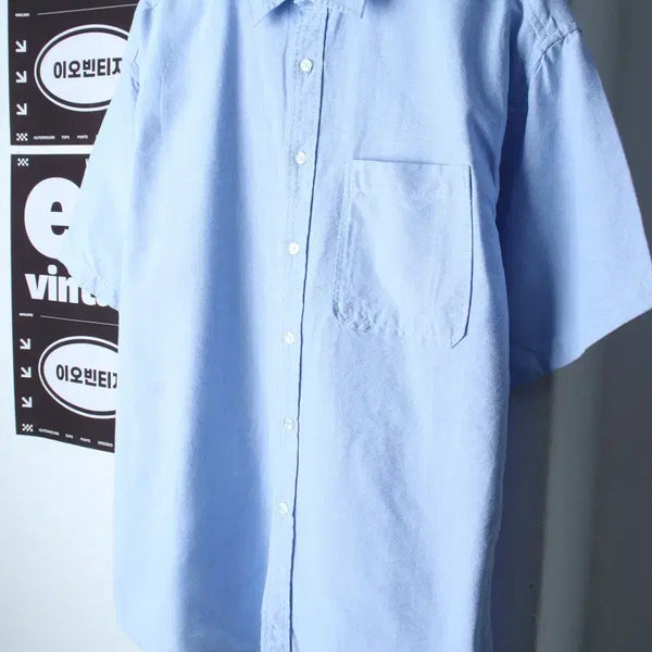 [BUNJANG] SPAO Oxford Short-Sleeve Collar T-Shirt Shirt / (L-XL) 스파오 반팔 카라 티셔츠 셔츠 남방 옥스퍼드-H37142