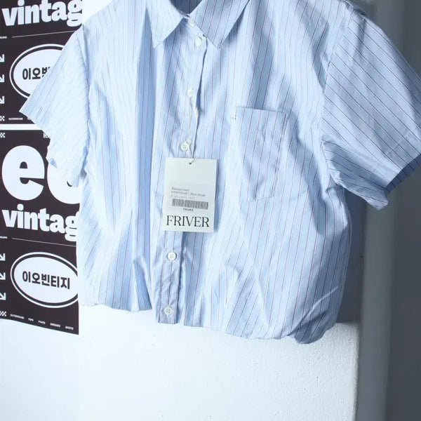 [BUNJANG] W.F. 07 Short Sleeve Collar T-Shirt / W(F) 프리버07 반팔 카라 티셔츠 새상품 셔츠 남방-H37146