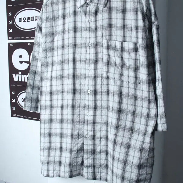 [BUNJANG] Urban Dress Checkered Short-Sleeve Collar T-shirt Shirt / (L-XL) 어반드레스 반팔 카라 티셔츠 셔츠 남방 체크-H37152