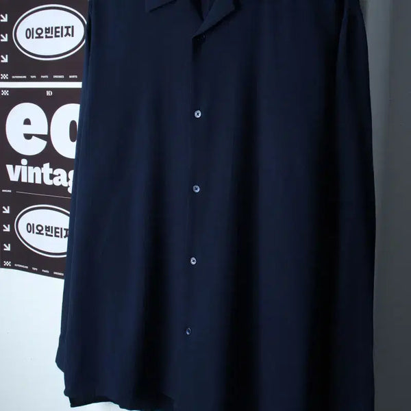 [BUNJANG] Draw Fit V-Neck Plain Shirt Navy (L-XL) / (L-XL) 드로우핏 셔츠 남방 브이넥 네이비 무지 놈코어-H37160