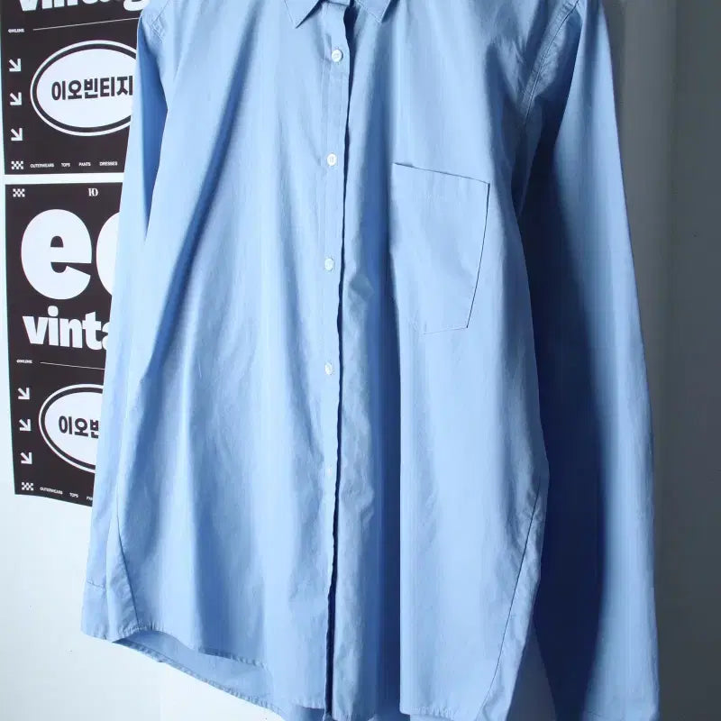 [BUNJANG] Giordano Plain Light Blue Shirt / W(L) 지오다노 셔츠 남방 연블루 무지 소라 놈코어-H37165