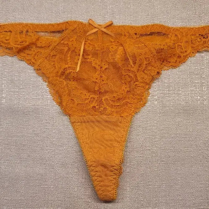 [BUNJANG] Lace String Panties Mustard Yellow / 레이스 끈 팬티 머스타드 옐로우