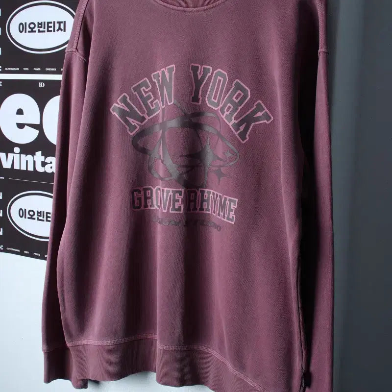 [BUNJANG] Groove Rhyme Pigment Sweatshirt Purple L-XL / (L-XL) 그루브라임 맨투맨 티셔츠 피그먼트 퍼플 스트릿-H37172