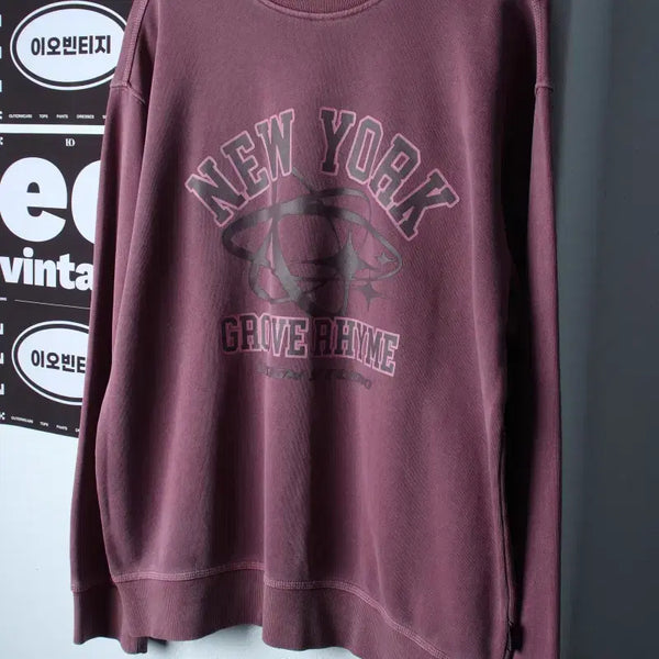 [BUNJANG] Groove Rhyme Pigment Sweatshirt Purple L-XL / (L-XL) 그루브라임 맨투맨 티셔츠 피그먼트 퍼플 스트릿-H37172
