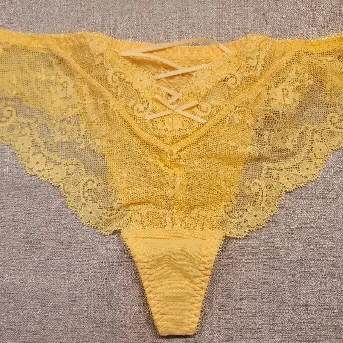 [BUNJANG] Lace String Panty - Yellow / 레이스 끈 팬티 옐로우