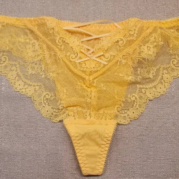 [BUNJANG] Lace String Panty - Yellow / 레이스 끈 팬티 옐로우