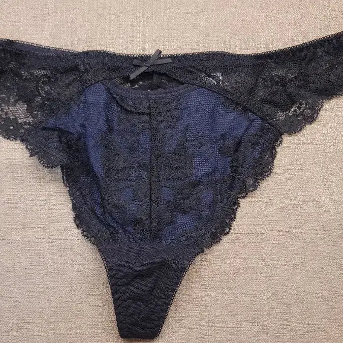 [BUNJANG] Black Lace Thong Panties / 검정 레이스 끈팬티
