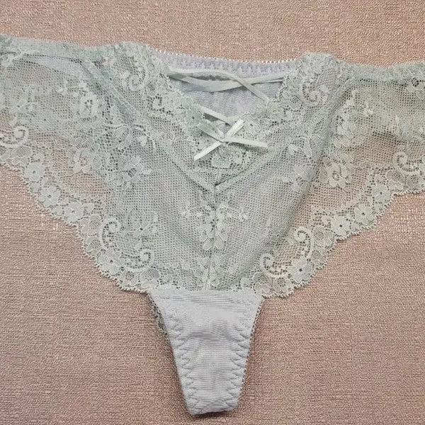 [BUNJANG] Light Mint Lace Thong Panties / 레이스 끈 팬티 연한 민트색