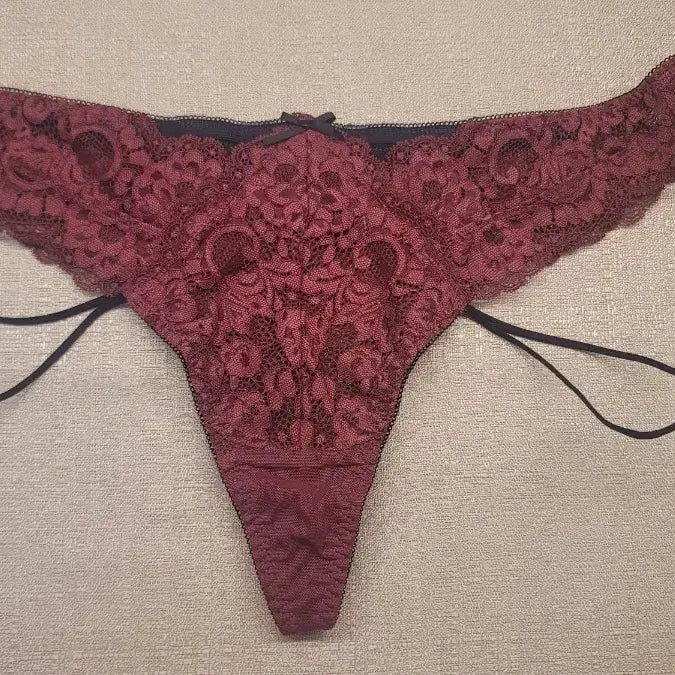 [BUNJANG] Lace Strap Bralette Burgundy / 레이스 끈 속옷 버건디