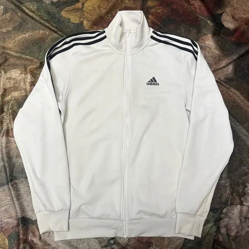 [BUNJANG] Adidas Performance Logo Black Three-Stripes White Track Top Jersey M / 아디다스 퍼포먼스로고 블랙삼선 화이트트랙탑져지 M