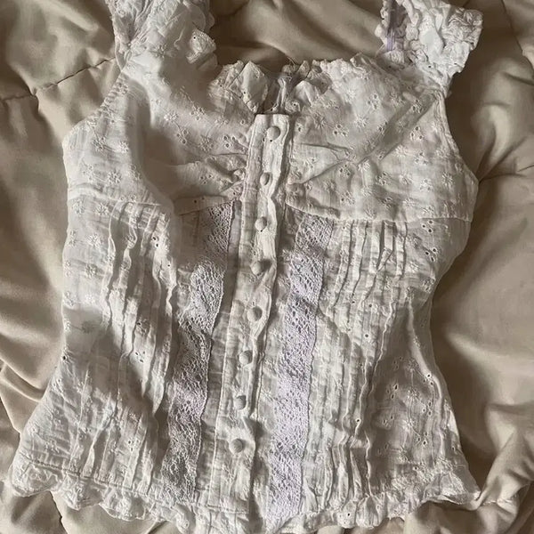 [BUNJANG] White Lace Blouse / 화이트 레이스 블라우스(가격 많이 내림!!!!)