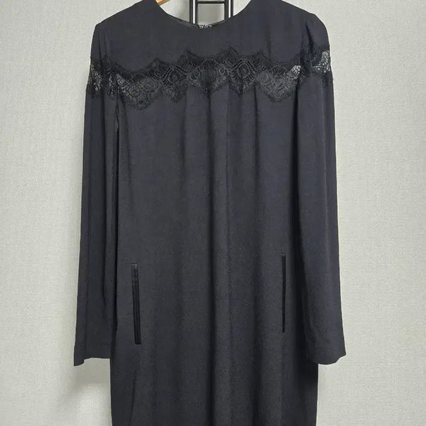 [BUNJANG] Maje Black Lace Panel Dress / 마쥬 블랙 레이스 배색 원피스