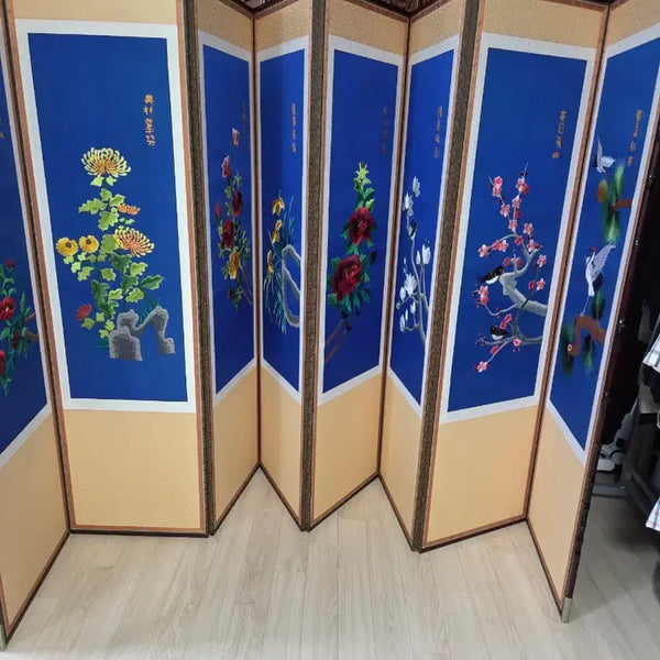 [BUNJANG] Traditional Korean Embroidery Folding Screen with Folk Painting / 전통 자수 병풍 민화 동양화. 택비별도